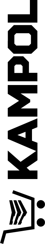 Dunkles Logo der Firma Kampol, vertikal